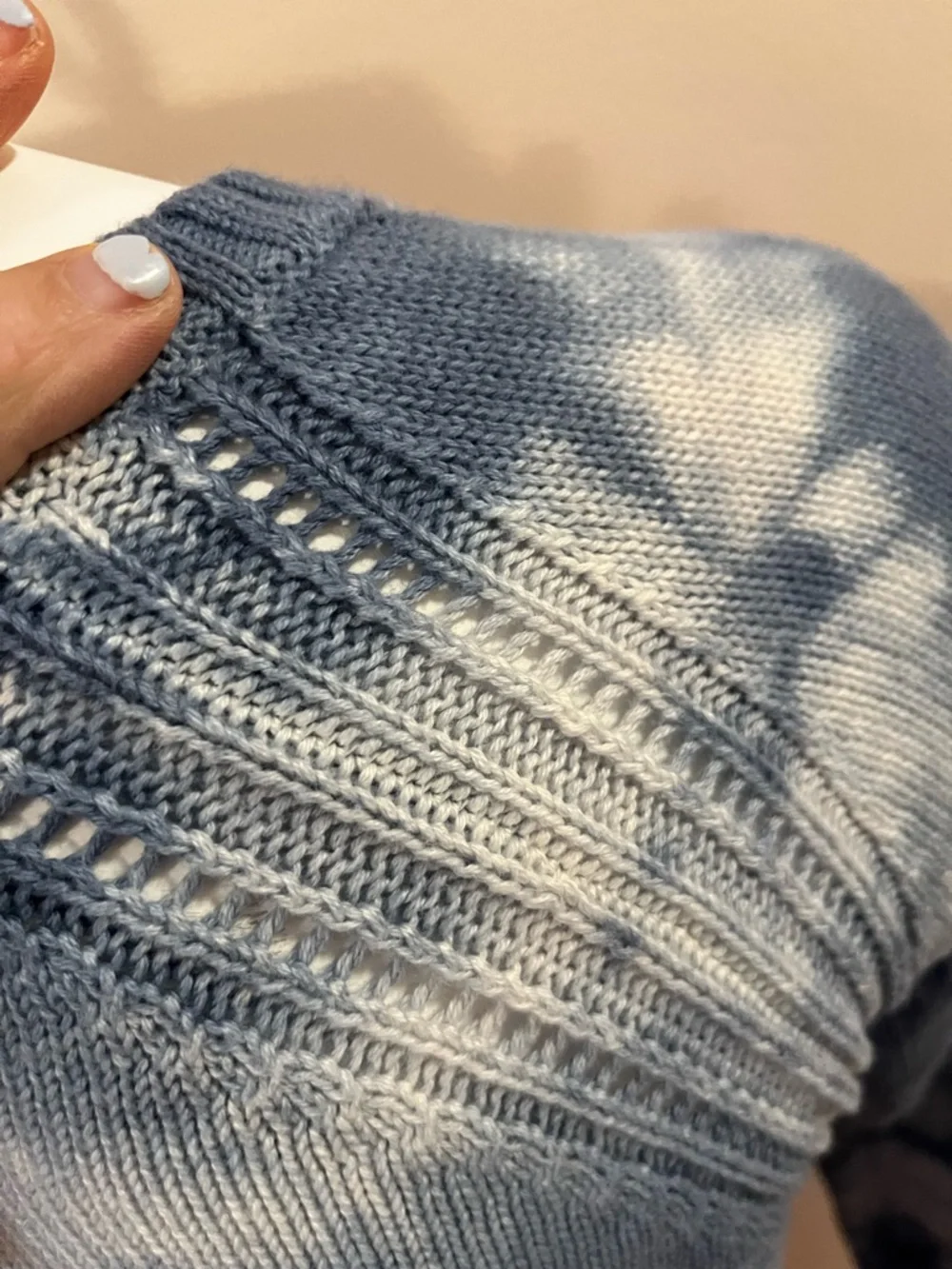 American Eagle Outfitters Navy and White Tie-Dye Scoop Neck Sweater - Picture 5 of 8